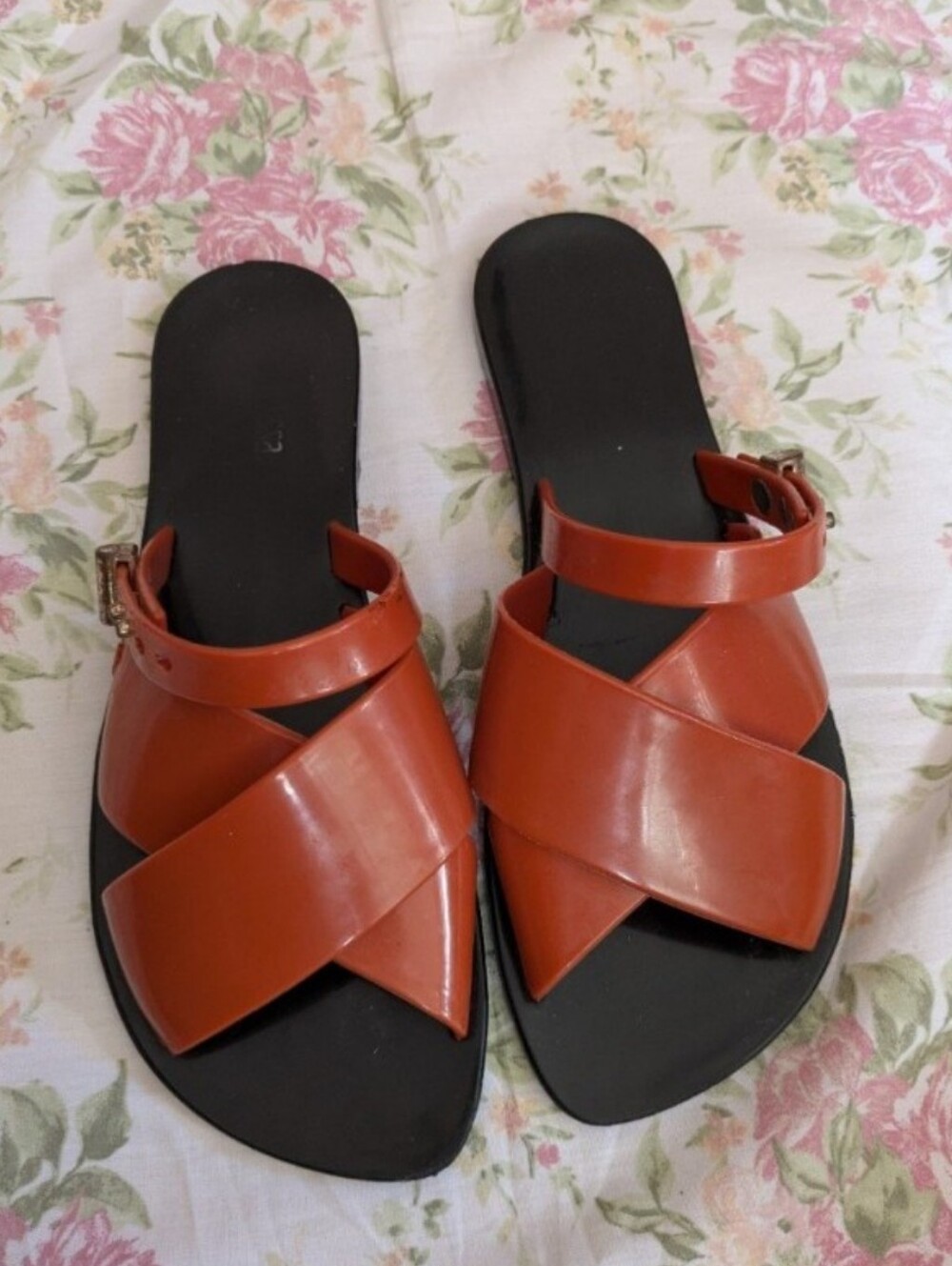 Melissa x Jason Wu Cross-Strap Sandals in Rust and Black